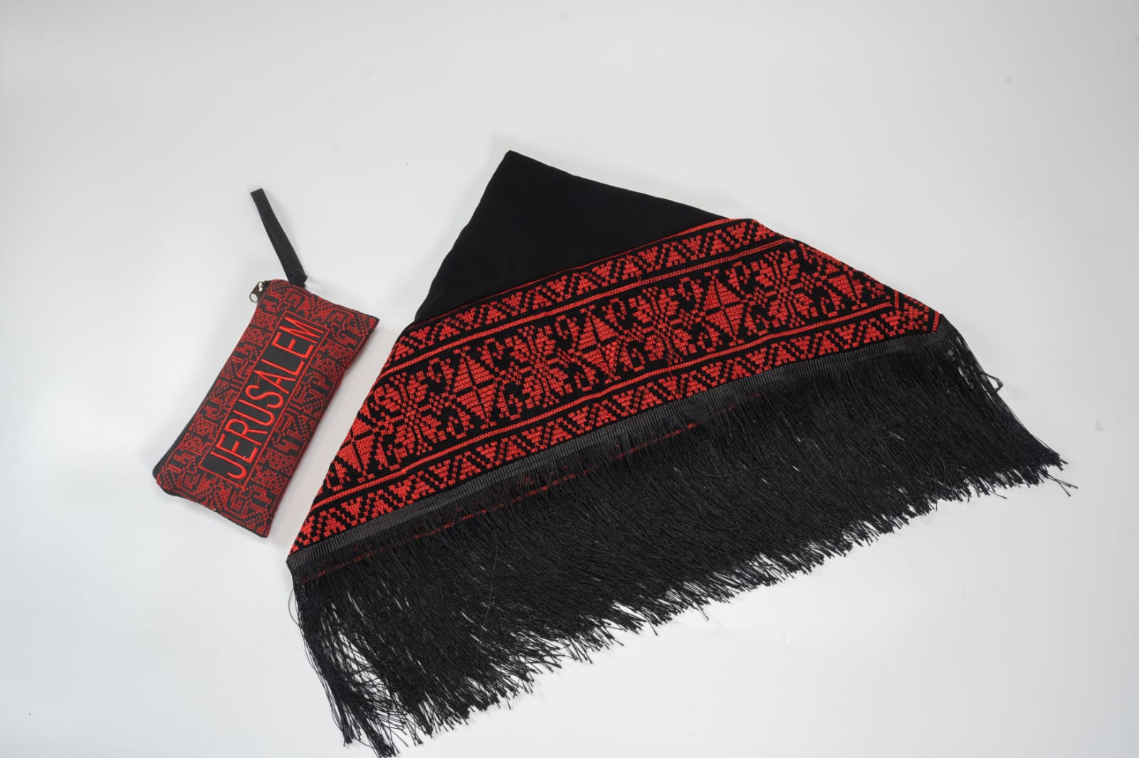Embroidered Scarf and Jerusalem Wallet