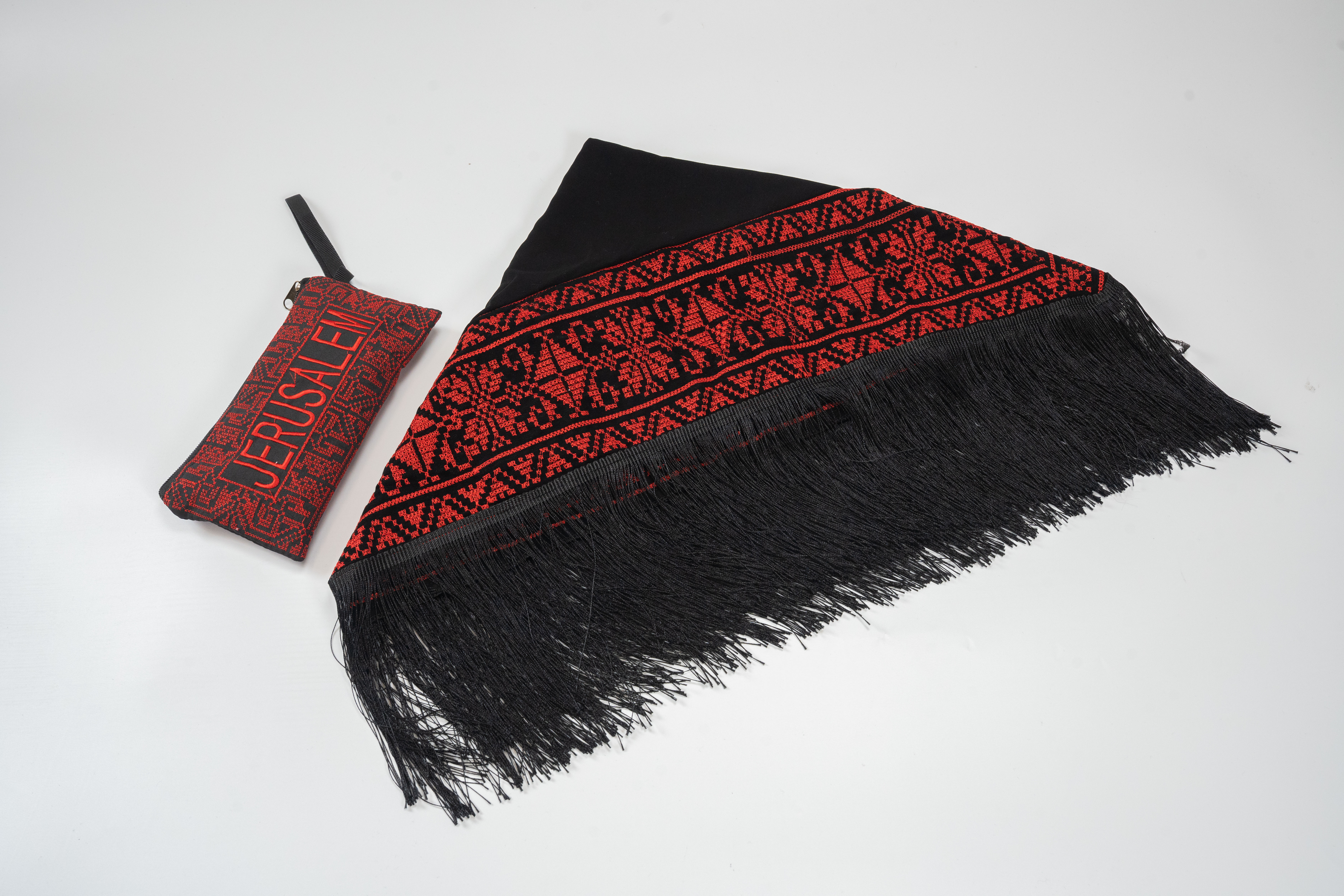 Embroidered Scarf and Jerusalem Wallet