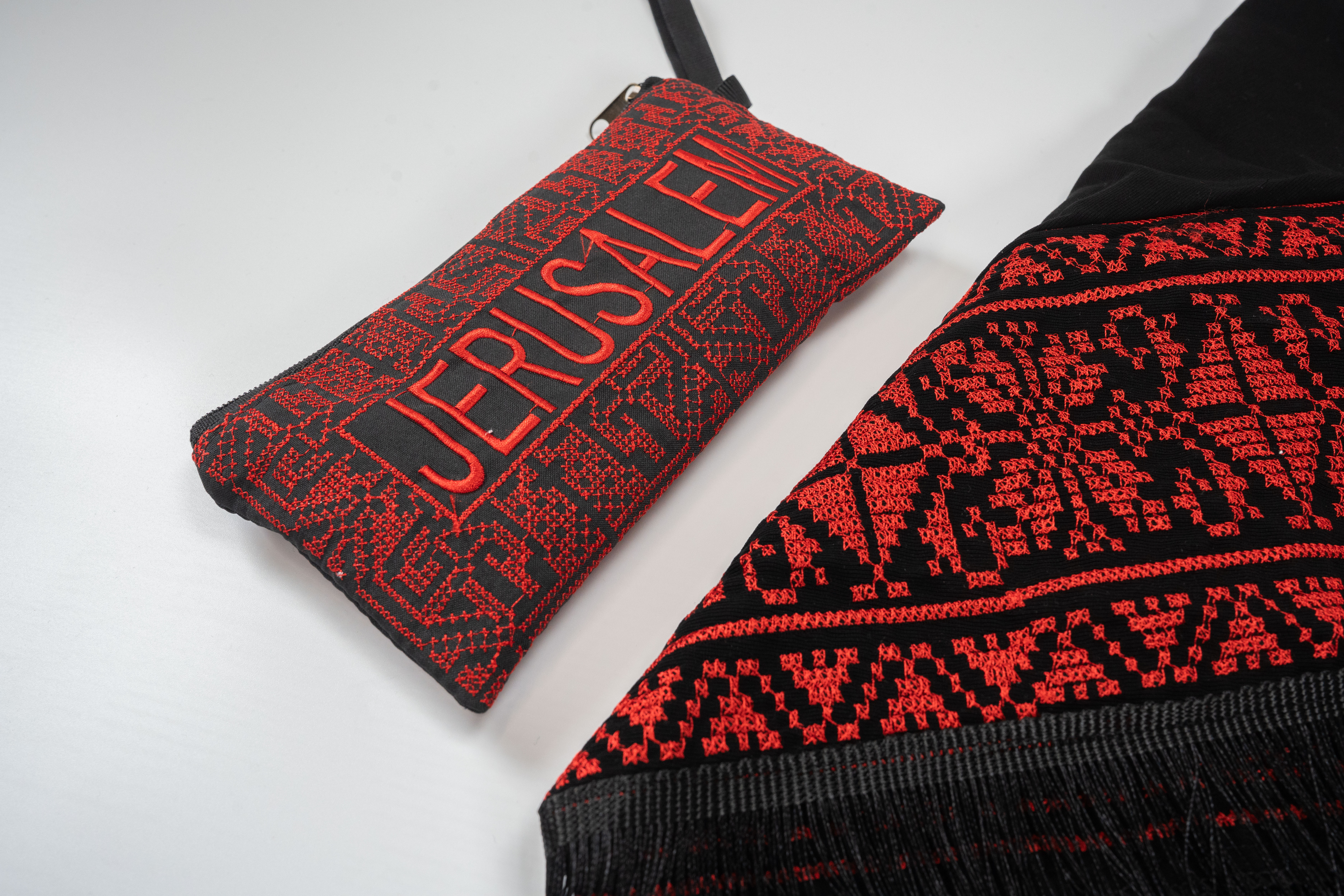 Embroidered Scarf and Jerusalem Wallet