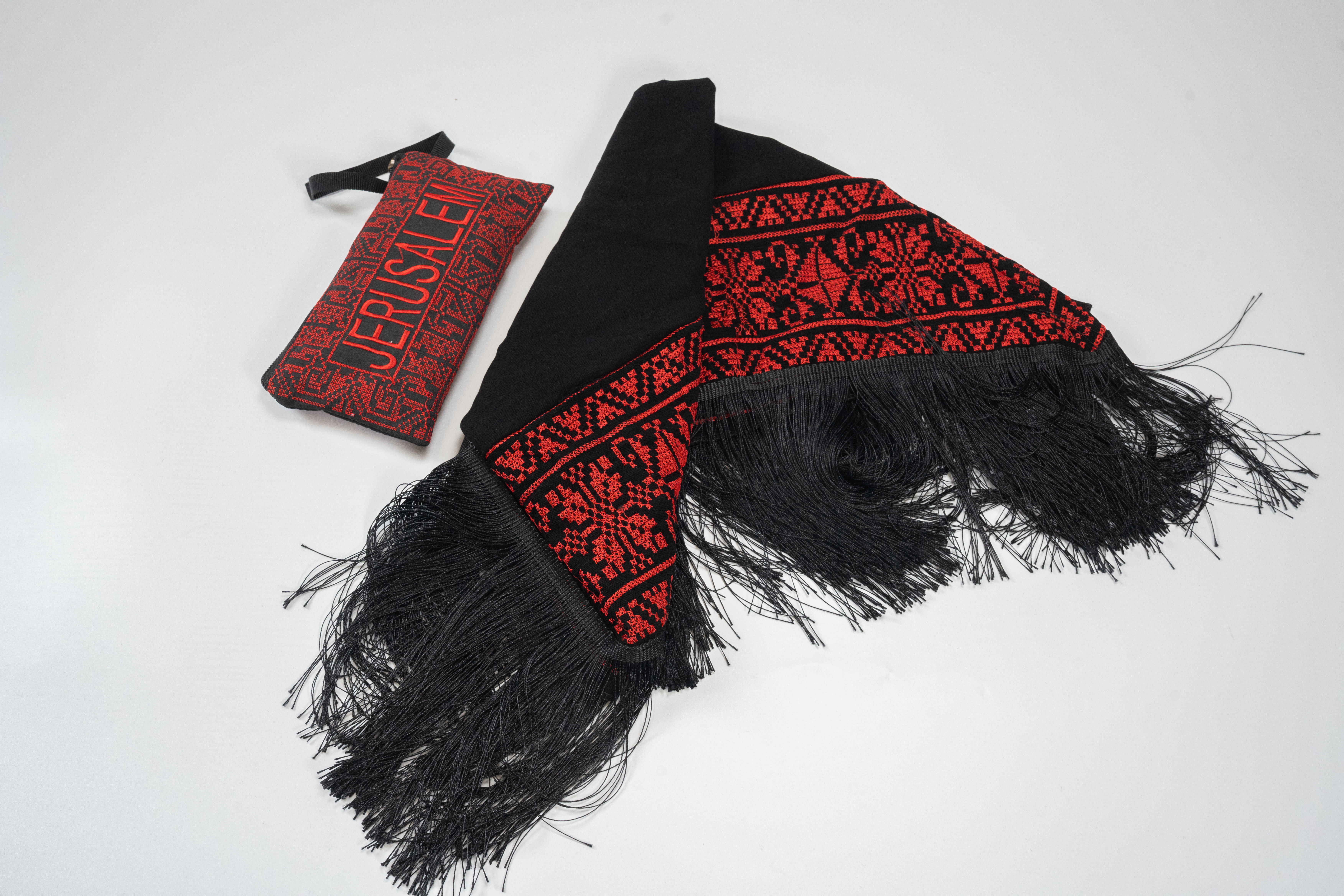 Embroidered Scarf and Jerusalem Wallet