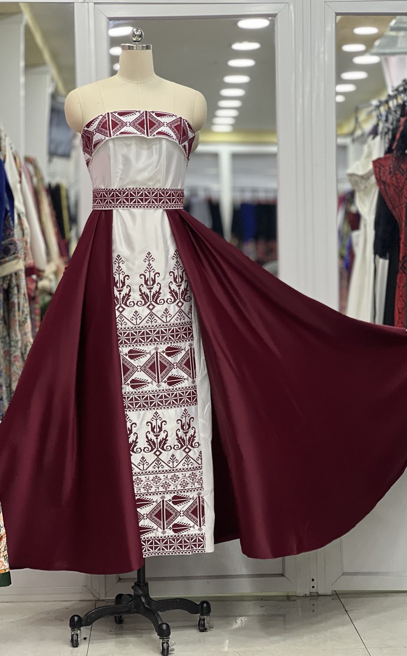 Embroidered Cape Dress with Center Extension