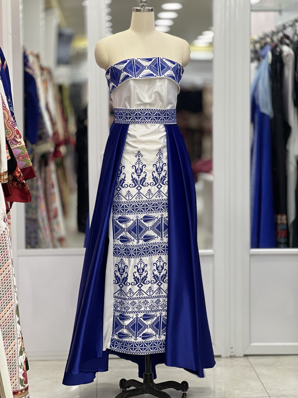 Embroidered Cape Dress with Center Extension