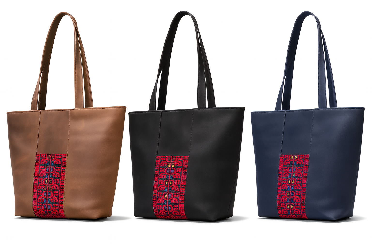 Large Embroidered Leather Shoulder Bag