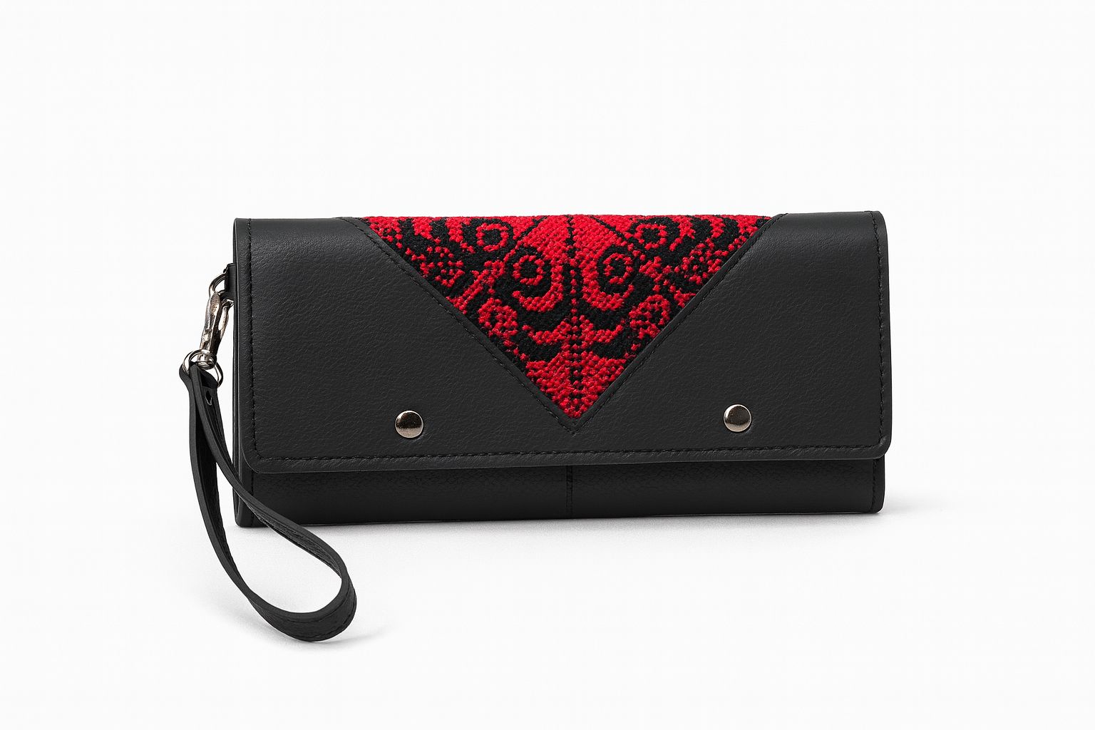Black Embroidered Wallet
