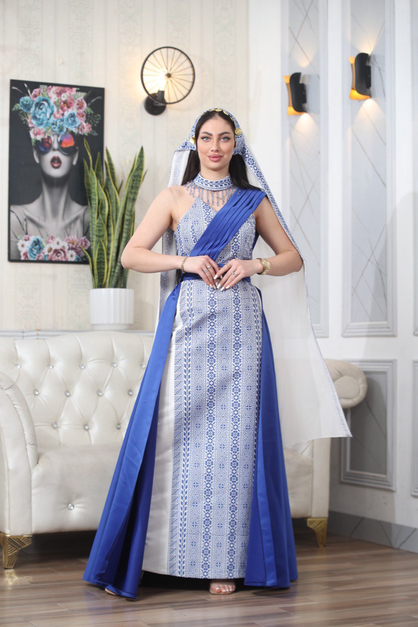 Embroidered Sleeveless Dress with Plain Extension