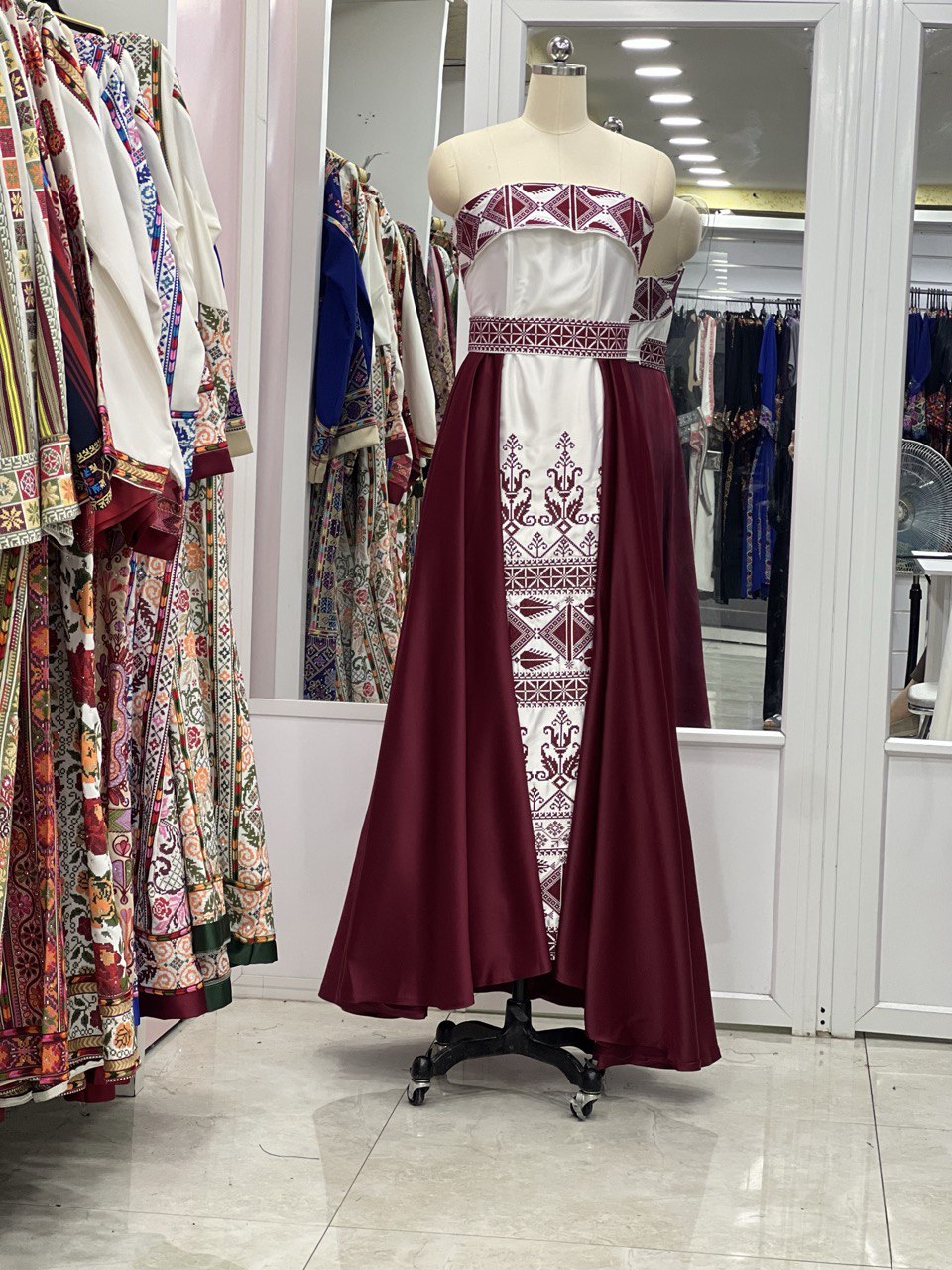 Embroidered Cape Dress with Center Extension