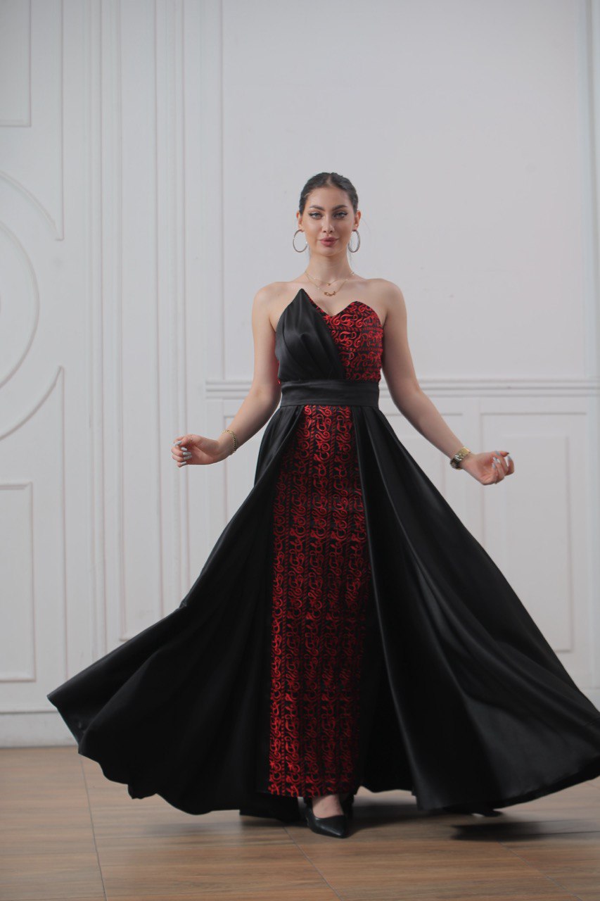 Embroidered Sleeveless Dress with Satin Extension