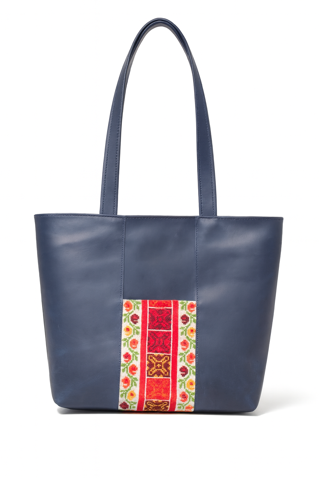 Large Embroidered Leather Shoulder Bag