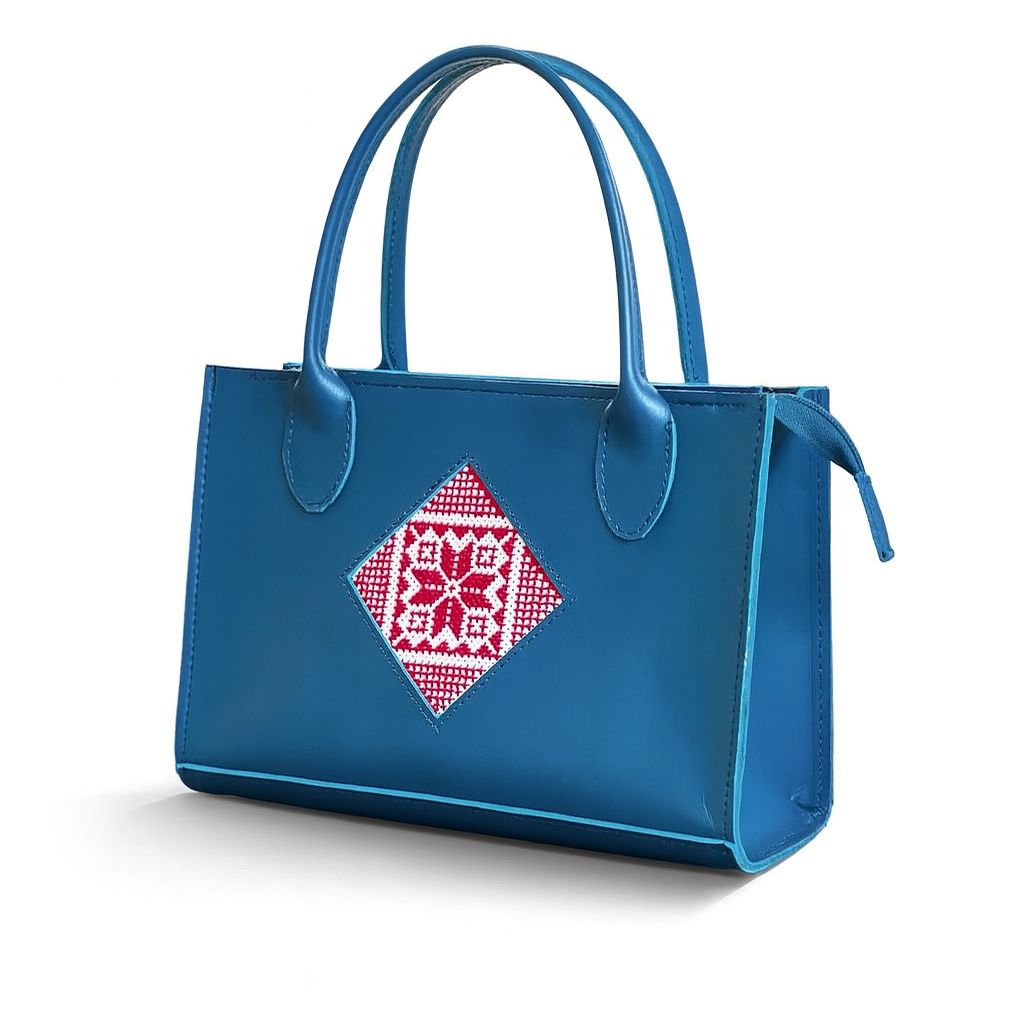 Colorful Embroidered Leather Handbag