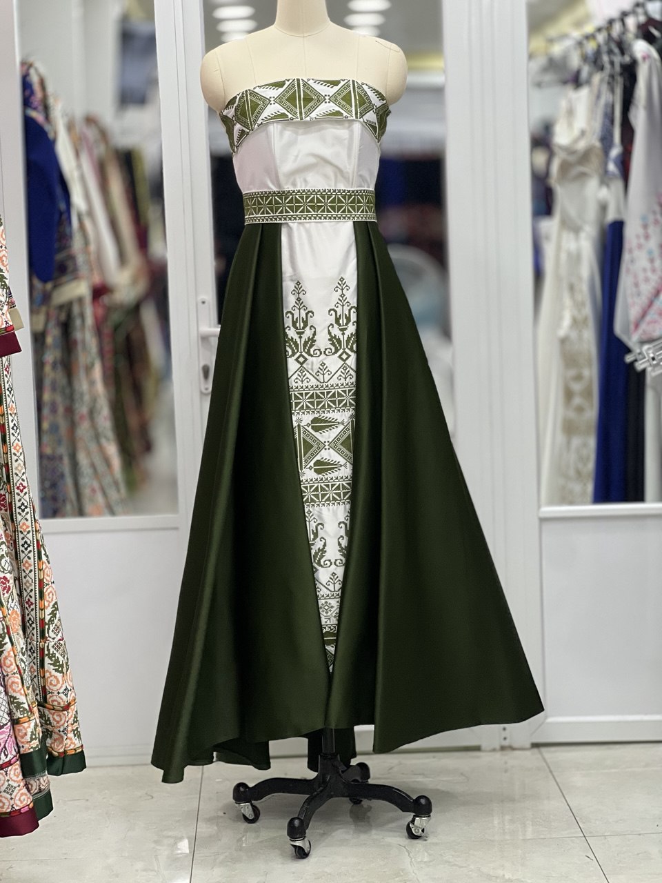 Embroidered Cape Dress with Center Extension