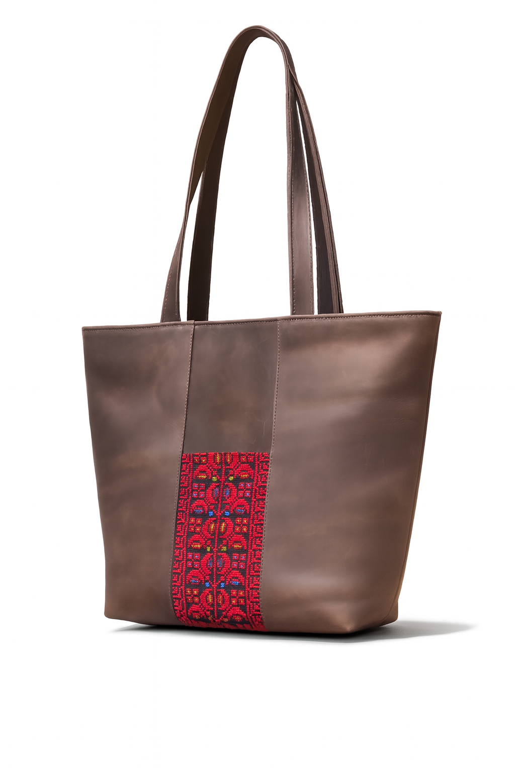 Large Embroidered Leather Shoulder Bag