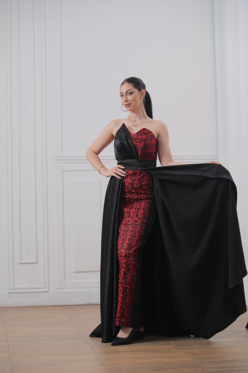 Embroidered Sleeveless Dress with Satin Extension