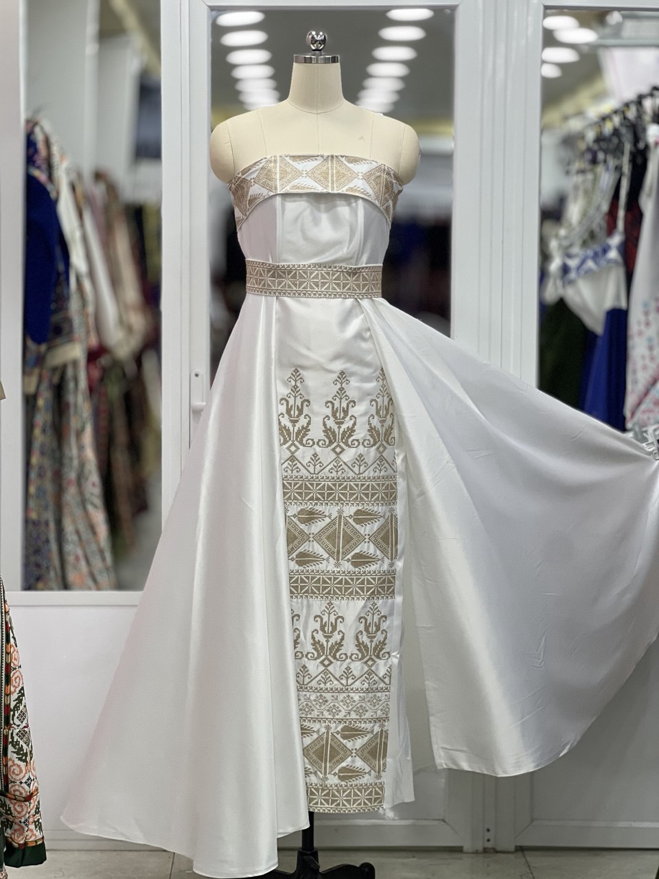 Embroidered Cape Dress with Center Extension