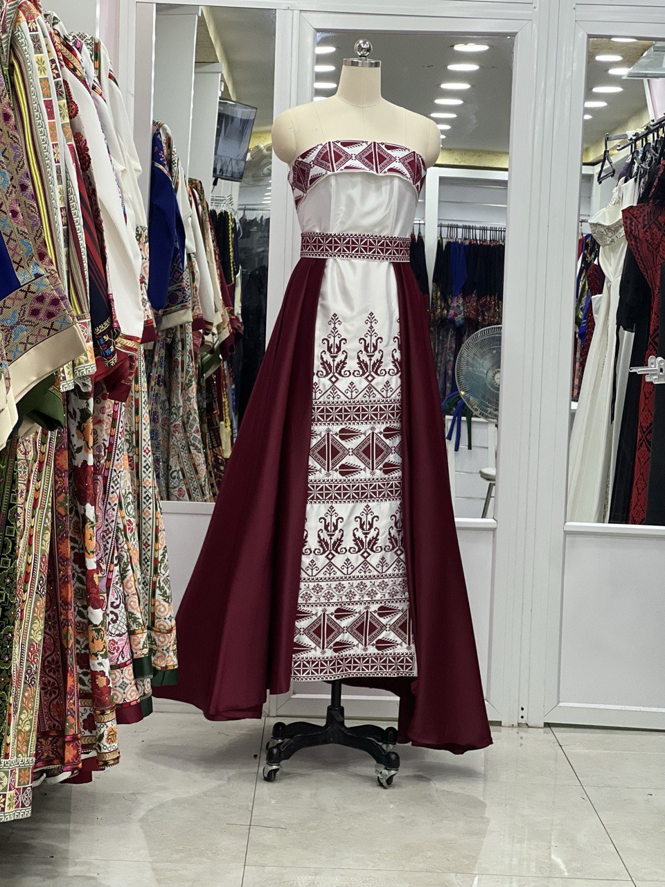 Embroidered Cape Dress with Center Extension