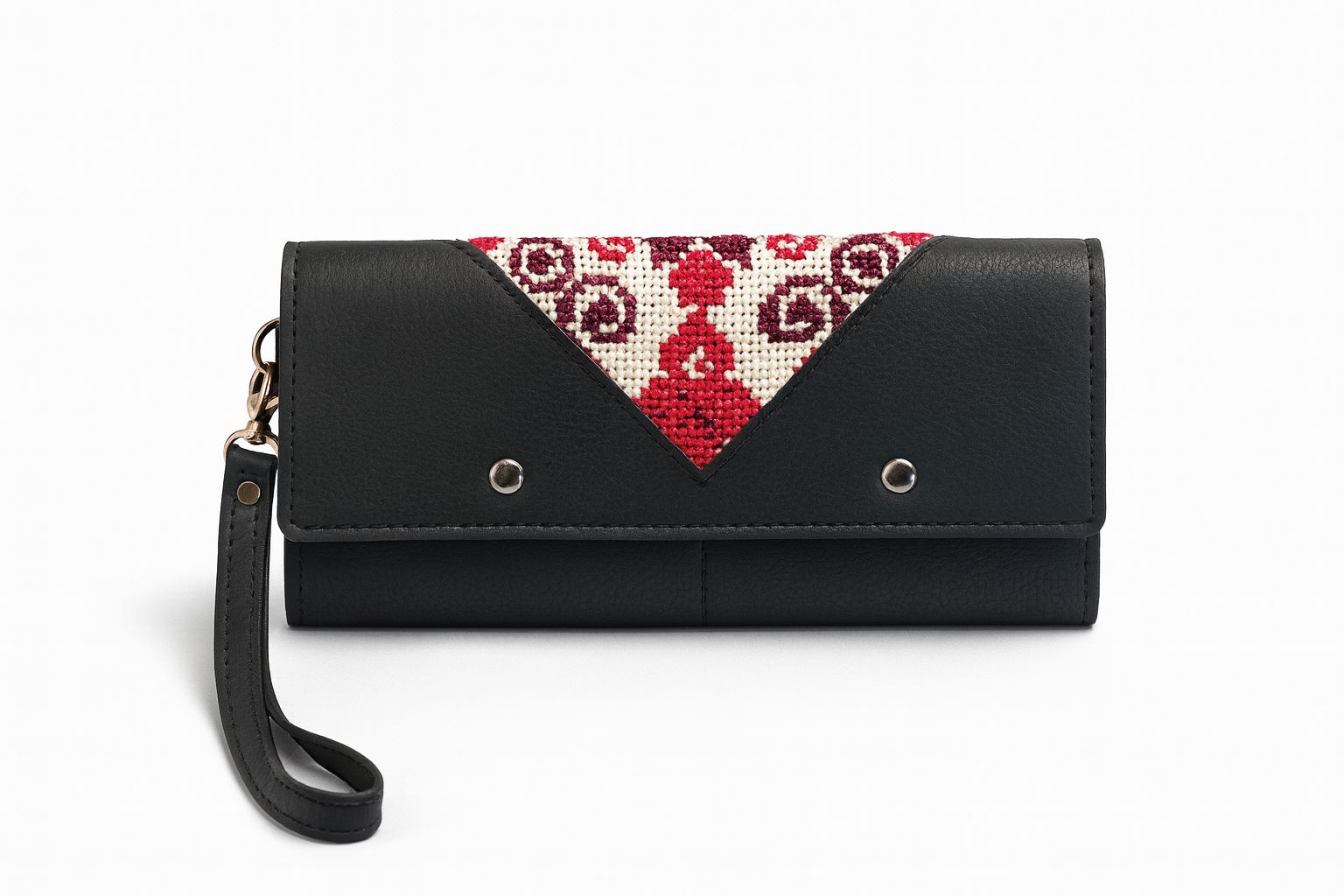 Black Embroidered Wallet