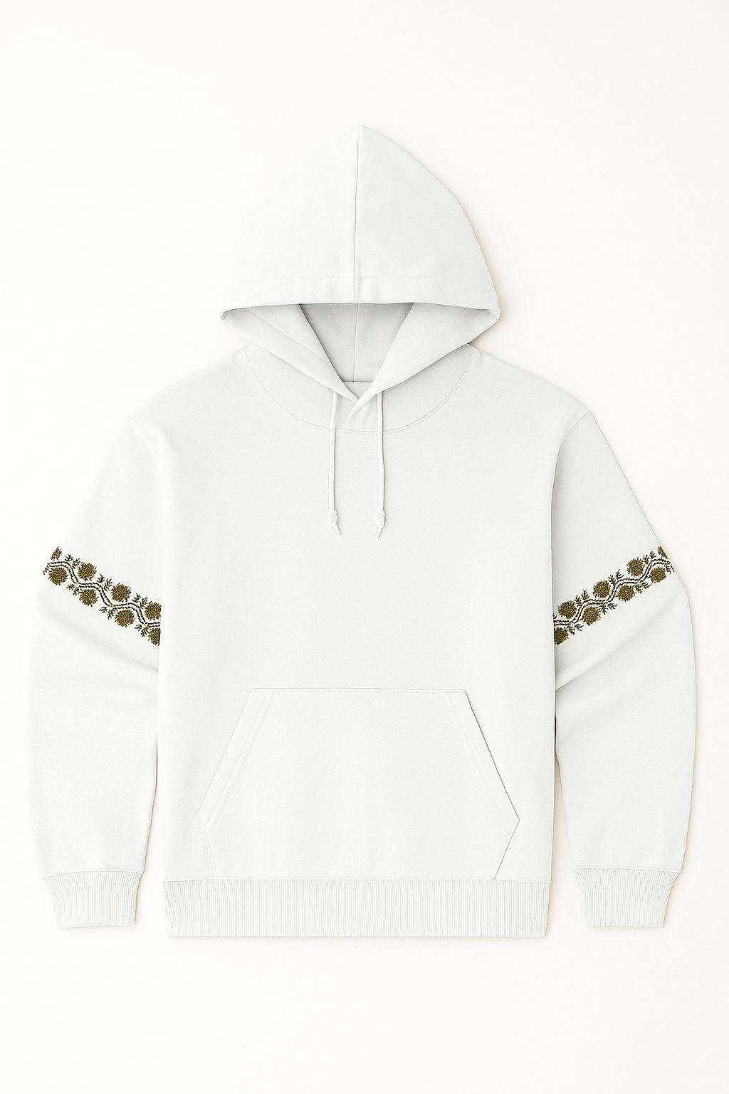 White Hoodie with Traditional Palestinian Embroidery